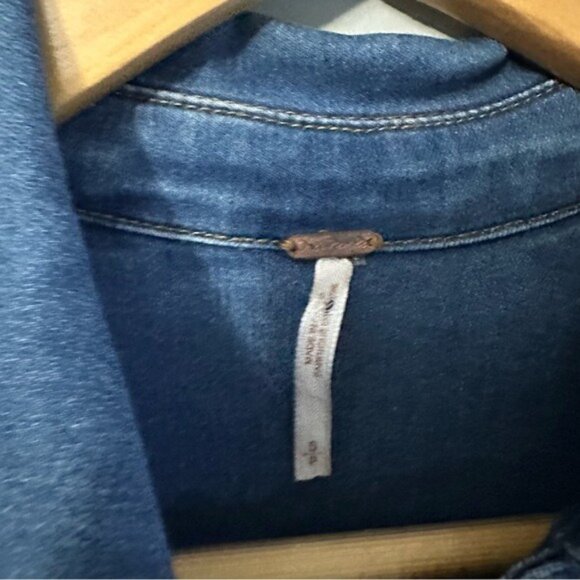 Free People Dynomite Denim Dress Small Western Boho Retro 70s - Picture 10 of 13